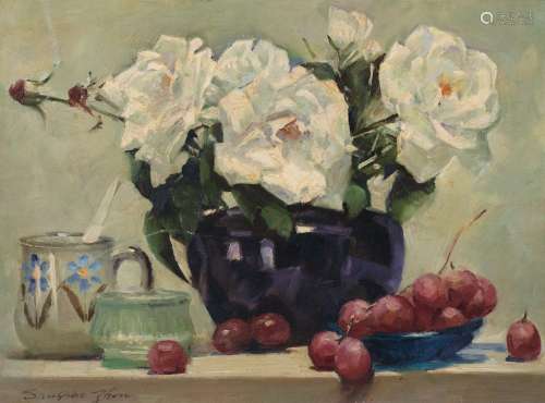 1938-2021 周树桥  白玫瑰与葡萄No.8 布面油画