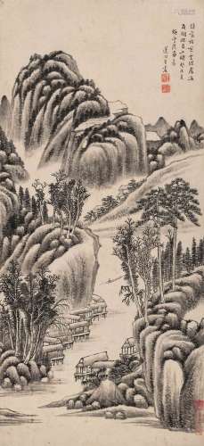 王 宸 癸未（1763）年作 独钓待月 水墨纸本 立轴