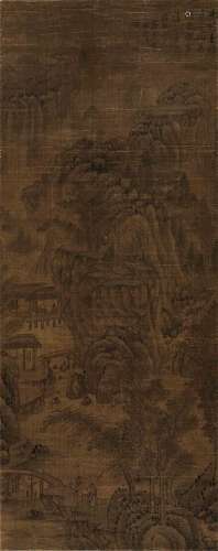 盛支炳 甲寅（1734）年作 深山隐逸 设色绢本 立轴
