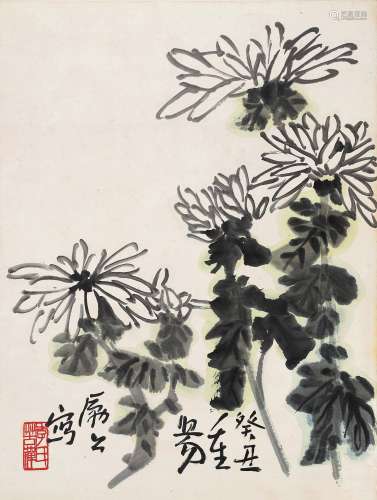 李苦禅 菊花 设色纸本 镜片 癸丑（1973）年作