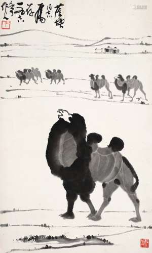 吴作人 骆驼 水墨纸本 镜片 1978年作