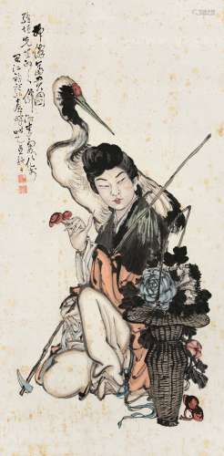 李 霞 神仙富贵图 设色纸本 立轴 乙丑（1925）年作