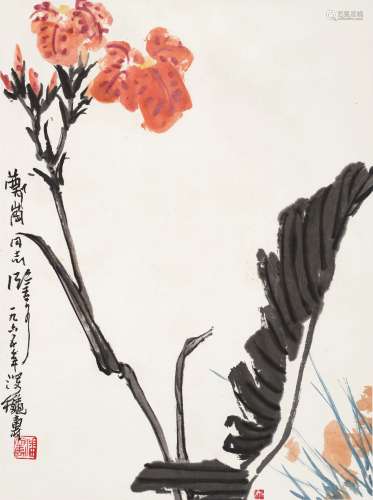 潘天寿 美人蕉 设色纸本 立轴 1965年作