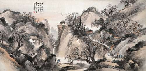 吴石仙 蜀山行旅 设色纸本 镜片 甲午（1894）年作