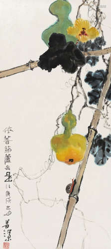 杨善深 葫芦蜗牛 设色纸本 立轴 庚戌（1970）年作