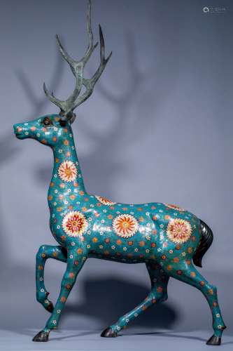 Ancient Chinese Flower Copper Deer