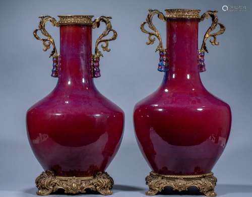 Pair of Chinese Qing Dynasty Lion's Ear Sauce Glazed Oil Ham...