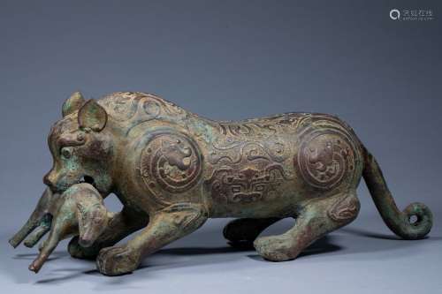 Ancient Chinese inscription tiger eats sheep