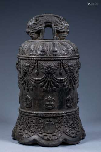 Ancient Chinese Buddhist Eight Treasures Bronze Bell