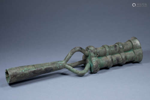 Ancient Chinese Taihe Year Three-hole Bronze Fire Cannon