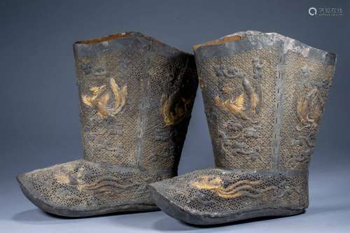 Chinese ancient silver big mouth phoenix boots