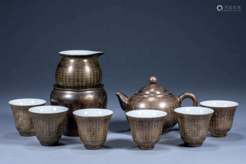 A set of gilt silver tea set from Qianlong, Qing Dynasty, Ch...