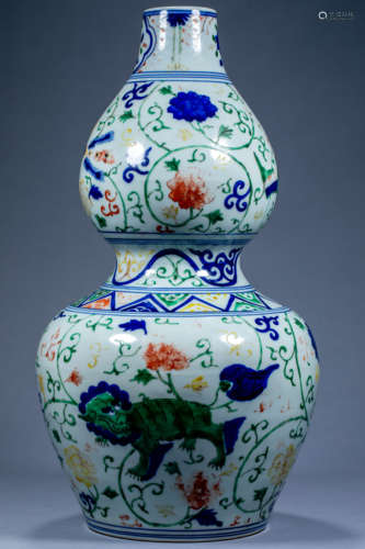 Chinese Ming Dynasty Xuande Flower Phoenix Gourd Bottle