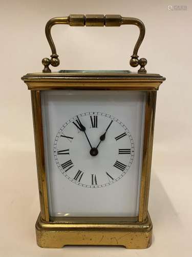 A 19th century French Richard & Cie brass carriage clock...