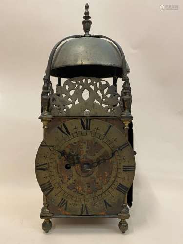 A 17th century and later brass lantern clock, the dial with ...