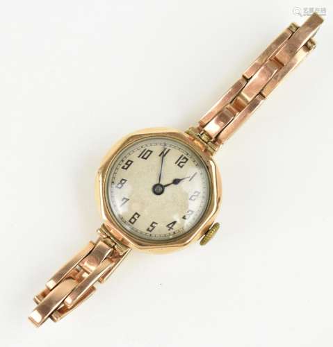 An early 20th century 9ct gold ladies, manual wind watch hav...