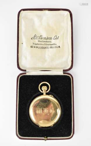 An early 20th century J.W Benson 9ct gold, full hunter pocke...
