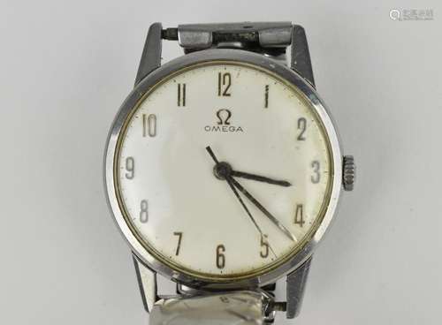 An Omega manual wind, gents stainless steel wristwatch, circ...