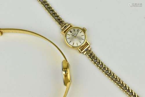 Two watches to include an Omega manual wind, ladies, gold pl...