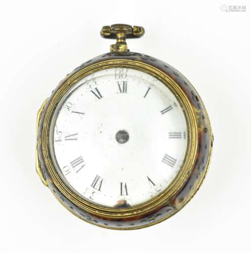 An 18th century tortoise shell pair cased pocket watch, the ...