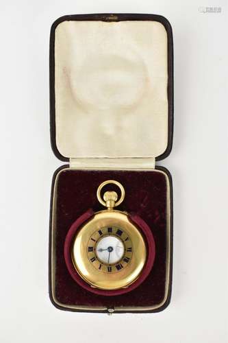 An early 20th century 18ct gold, half hunter pocket watch ha...