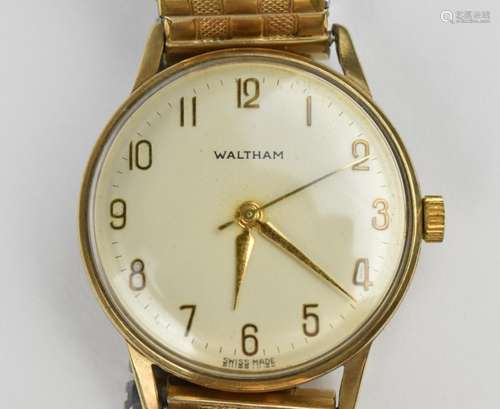 A Waltham 9ct gold gents manual winds wristwatch, circa 1960...