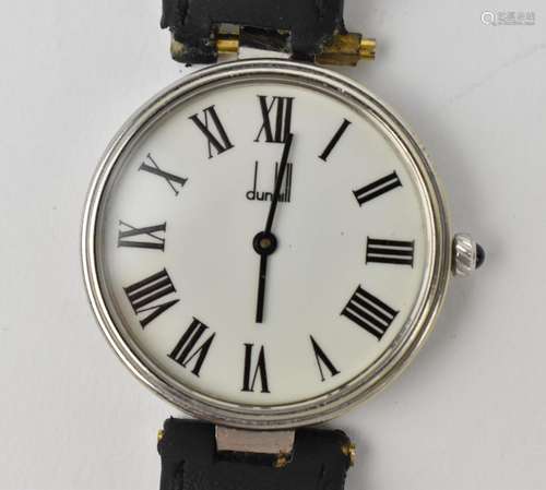 A Dunhill manual wind, wristwatch, the white enamel dial wit...