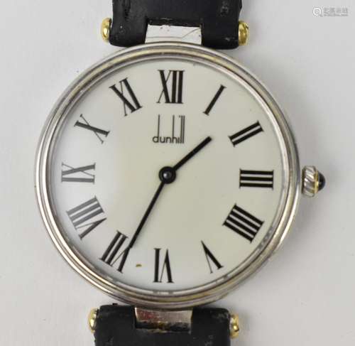 A Dunhill manual wind, wristwatch, the white enamel dial wit...