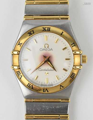 An Omega quartz ladies gold and stainless steel wristwatch h...