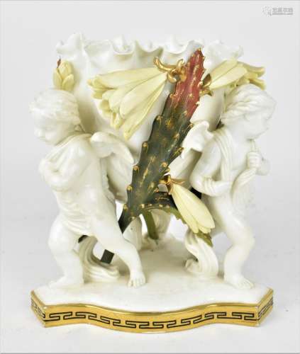 A Moore Bros white glazed porcelain posy vase/centrepiece, m...