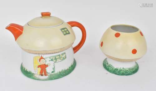 A Shelley Boo-Boo mushroom house teapot by Mabel Lucie Attwe...