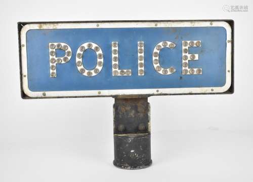 A vintage double sided cast police sign, with reflectors to ...