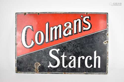 A vintage Coleman`s starch advertising enamel sign, in red a...