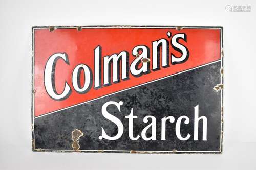 A vintage Coleman`s starch advertising enamel sign, in red a...