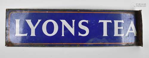 A vintage `Lyons Tea` advertising enamel sign, with white le...