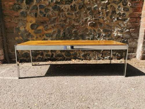 A 1960s/70s design chrome and rosewood rectangular coffee ta...