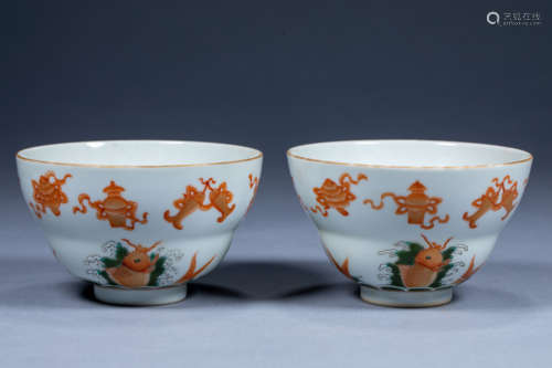 A pair of Daoguang Babao bowls in Qing Dynasty, China