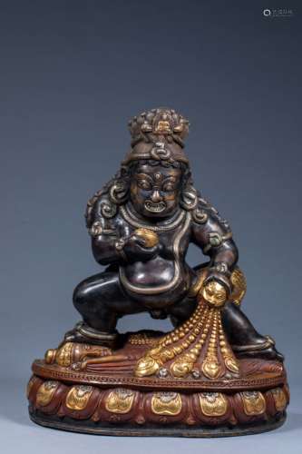 Ancient Chinese Buddhist gilt bronze gilt silver statue of G...