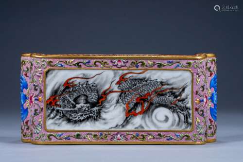 Chinese Qing Dynasty pastel ink dragon arm rest