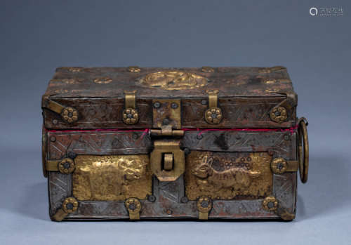 Ancient Chinese Buddhist thangka box thangka