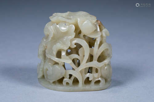 Ancient Chinese Hetian jade hollow lotus