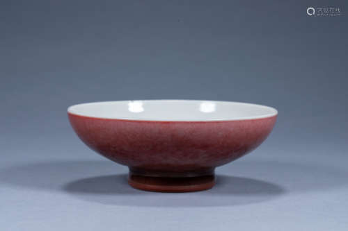 Chinese Qing Dynasty Jiaqing vermilion glazed bowl