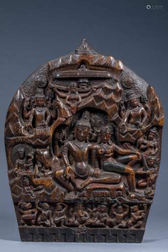 Ancient Chinese Buddhist woodcarving Happy Buddha