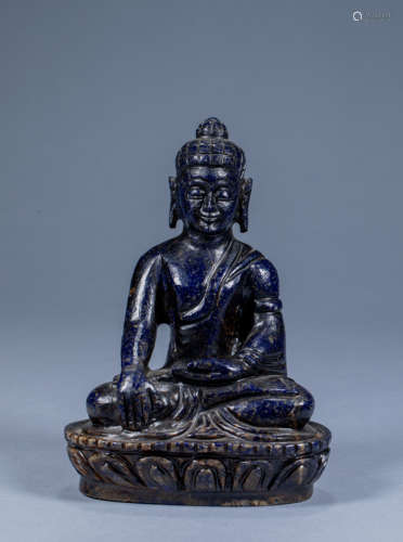 Ancient Chinese lapis lazuli statue of Sakyamuni