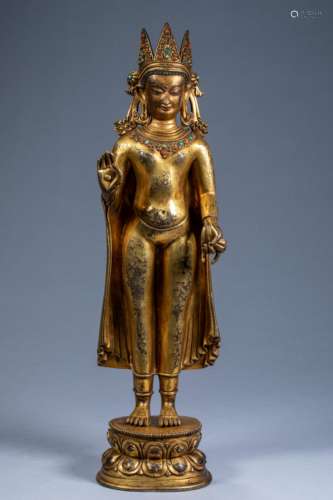 Ancient Chinese Buddhist Gilt Guanyin