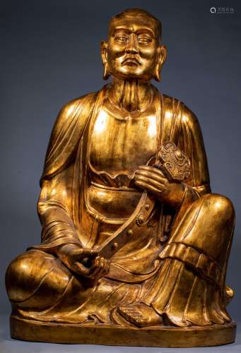 Ancient Chinese gilded statues of Arhats