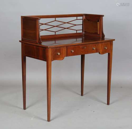 An early 20th century American mahogany and boxwood inlaid l...