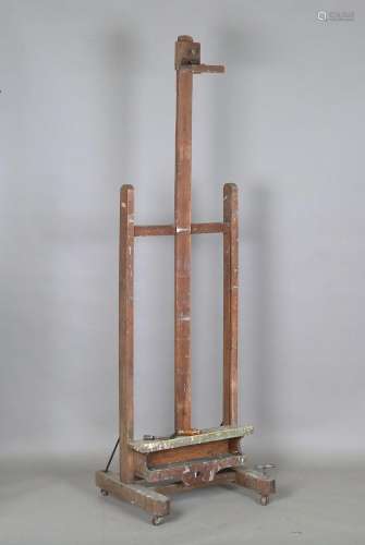 An early 20th century oak framed artist's easel