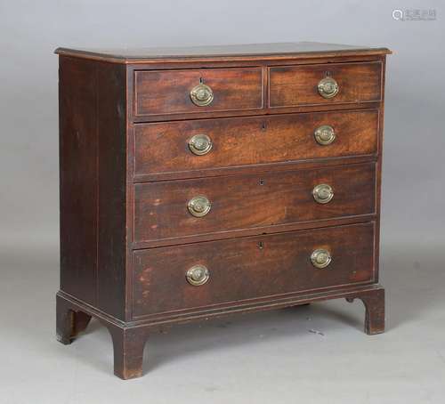 A George III mahogany chest of oak-lined drawers