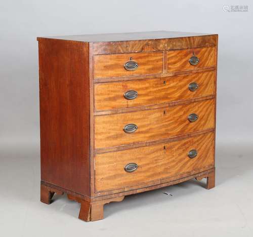 A George IV mahogany bowfront chest of oak-lined drawers